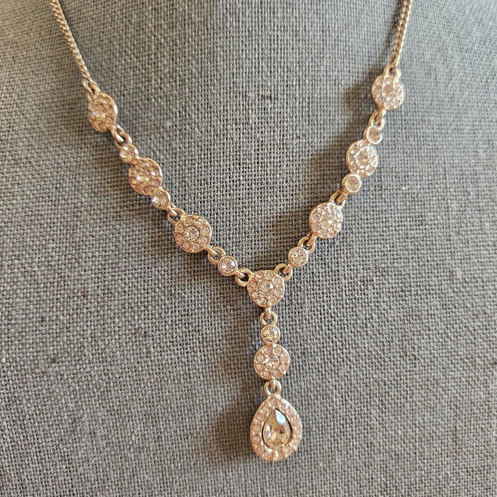 Givenchy Rose Gold Crystal Teardrop Y-Necklace